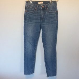 MADEWELL high-rise skinny crop frayed jeans